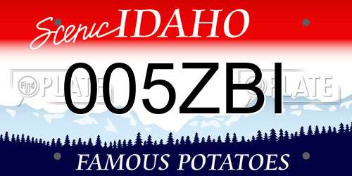 005ZBI Idaho License Plate