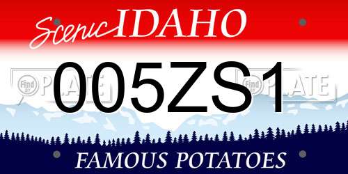 005ZS1 Idaho License Plate