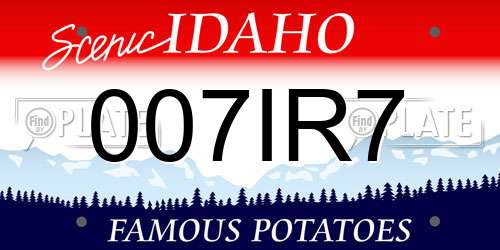 007IR7 Idaho License Plate