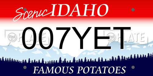 007YET Idaho License Plate