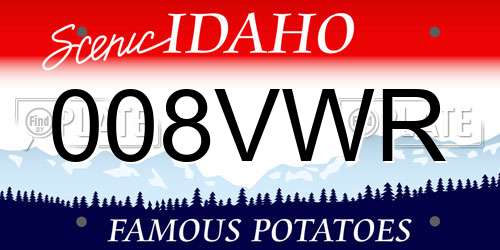 008VWR Idaho License Plate
