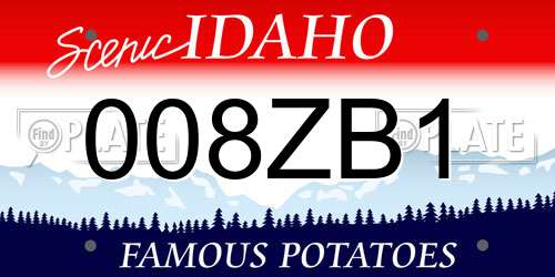 008ZB1 Idaho License Plate
