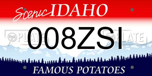 008ZSI Idaho License Plate