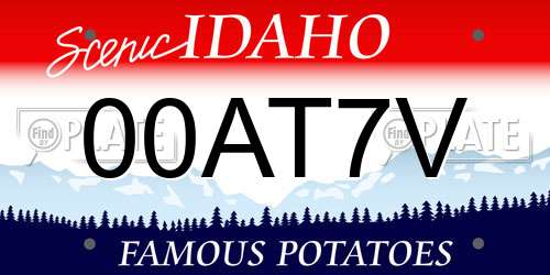 00AT7V Idaho License Plate