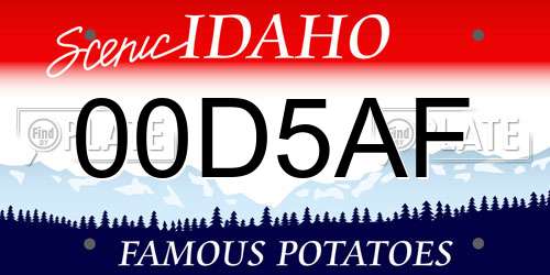 00D5AF Idaho License Plate