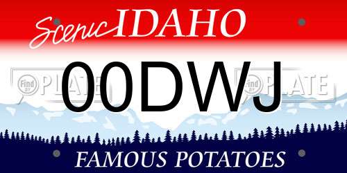 00DWJ Idaho License Plate
