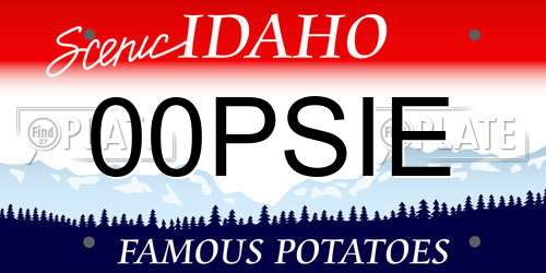 00PSIE Idaho License Plate