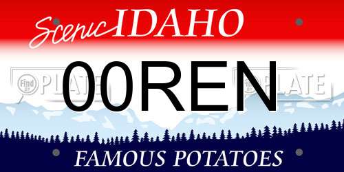 00REN Idaho License Plate