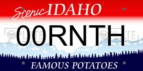00RNTH Idaho License Plate