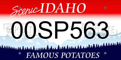 00SP563 Idaho License Plate