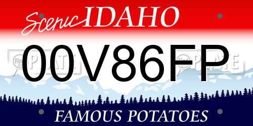 00V86FP license plate in ID state