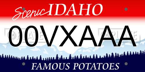 00VXAAA Idaho License Plate