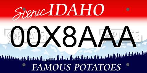 00X8AAA Idaho License Plate