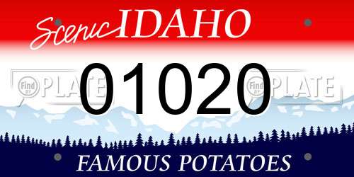 01020 Idaho License Plate