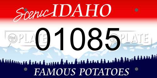 01085 Idaho License Plate