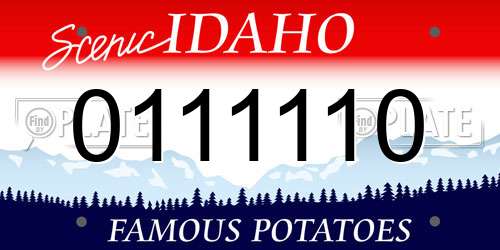 0111110 Idaho License Plate