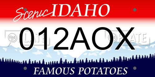 012AOX Idaho License Plate