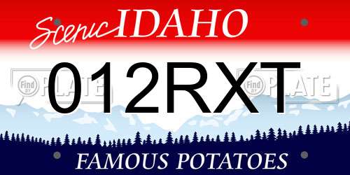 012RXT Idaho License Plate