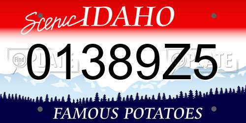 01389Z5 Idaho License Plate