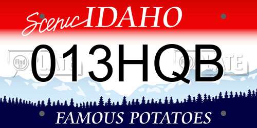 013HQB Idaho License Plate