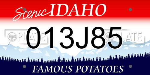 013J85 Idaho License Plate