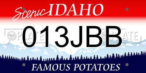 013JBB Idaho License Plate
