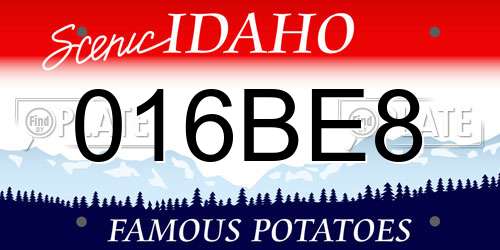 016BE8 Idaho License Plate