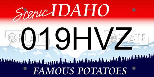 019HVZ Idaho License Plate