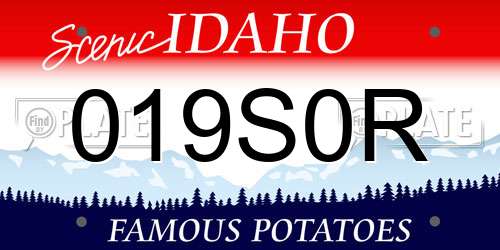 019S0R Idaho License Plate