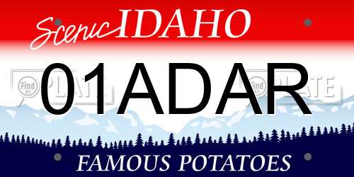 01ADAR Idaho License Plate