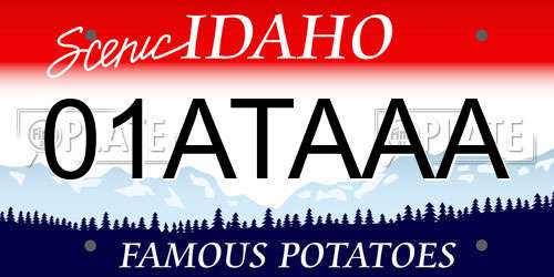 01ATAAA Idaho License Plate