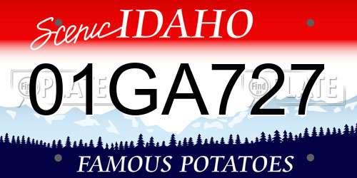 01GA727 Idaho License Plate