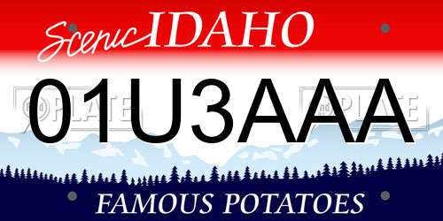 01U3AAA Idaho License Plate