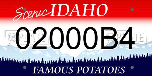 02000B4 Idaho License Plate