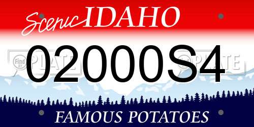02000S4 Idaho License Plate