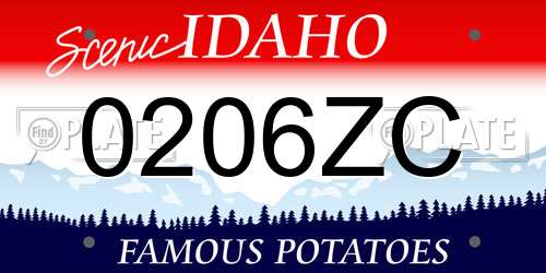 0206ZC Idaho License Plate