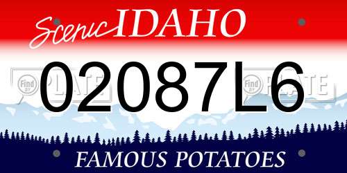 02087L6 Idaho License Plate