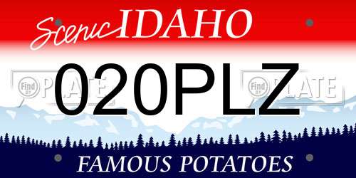 020PLZ Idaho License Plate