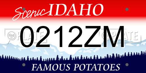 0212ZM Idaho License Plate