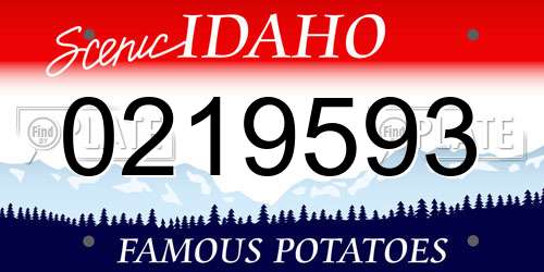 0219593 Idaho License Plate
