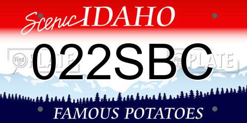 022SBC Idaho License Plate