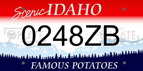 0248ZB Idaho License Plate