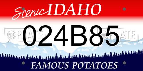 024B85 Idaho License Plate