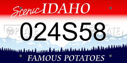 024S58 Idaho License Plate
