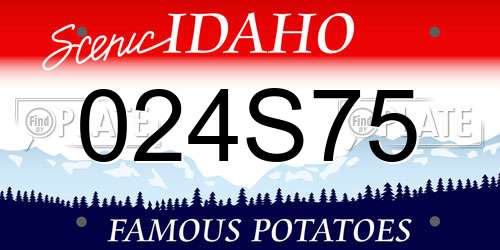 024S75 Idaho License Plate