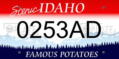 0253AD Idaho License Plate