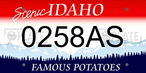 0258AS Idaho License Plate