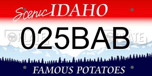 025BAB Idaho License Plate