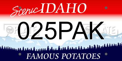 025PAK Idaho License Plate
