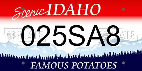 025SA8 Idaho License Plate